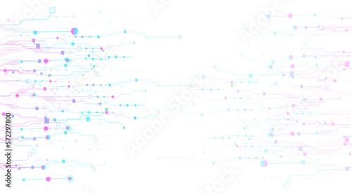 The concept of quantum computer technologies. Futuristic circuit board background vector. Modern technology printed circuit board texture background design. The waves are flowing. Quantum explosion
