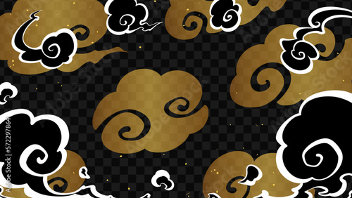 忍者に似合いそうな煙と雲のフレーム_16:9