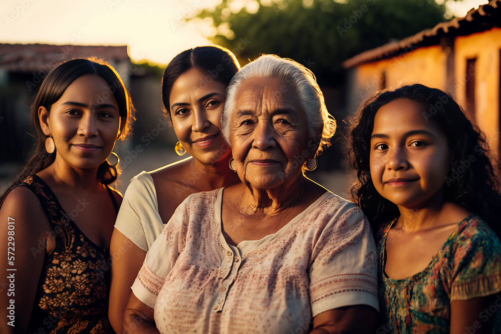 Group of Brazilian women, smiling, female generations, proud, family portrait Group of Brazilian women, smiling, female generations, proud, family portrait