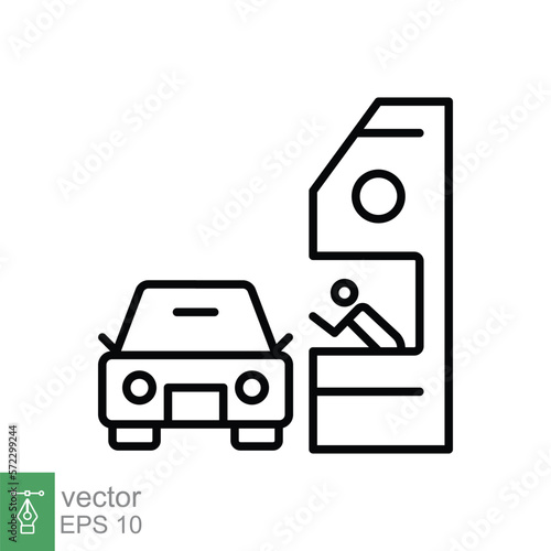 Drive through line icon. Simple outline style symbol for web, mobile, ui design. Thru, window, car, restaurant, shop concept. Vector illustration isolated on white background. EPS 10.