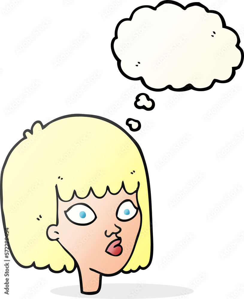 thought bubble cartoon female face thought bubble cartoon female face