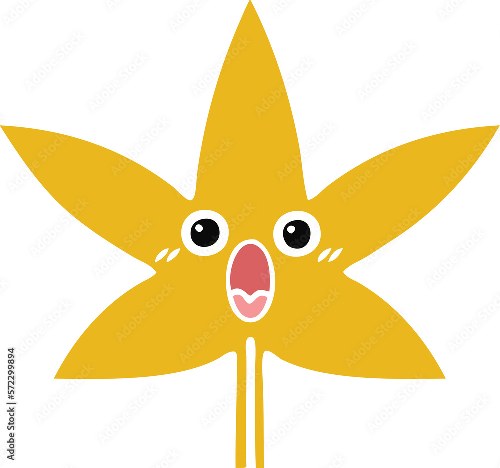 flat color retro cartoon autumnal leaf flat color retro cartoon autumnal leaf