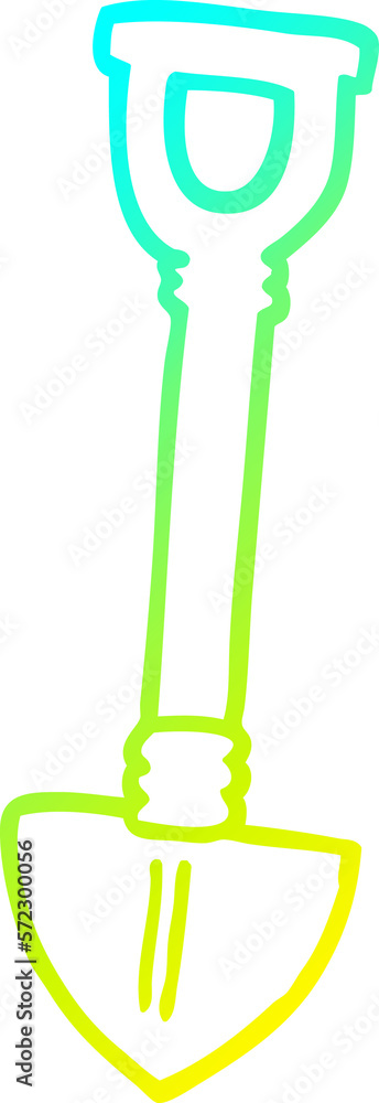 cold gradient line drawing cartoon shovel