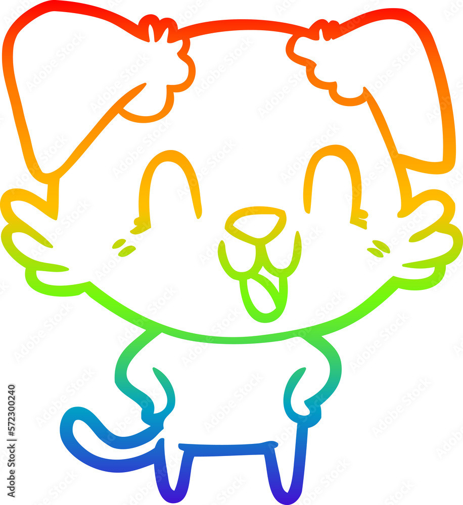 rainbow gradient line drawing laughing cartoon dog rainbow gradient line drawing laughing cartoon dog