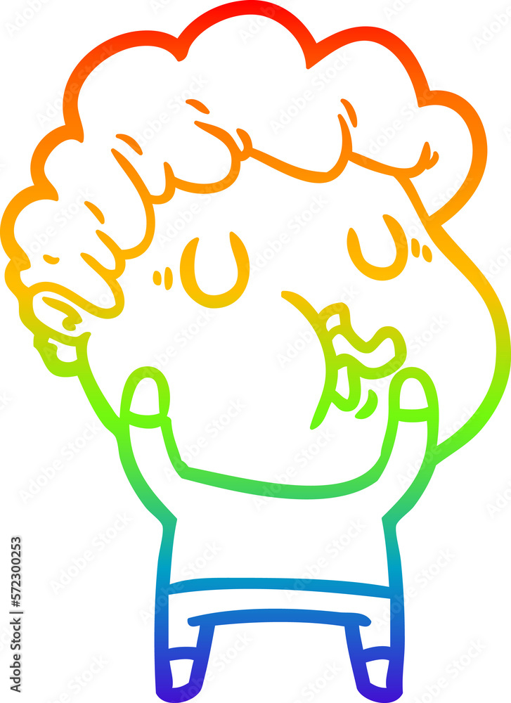 rainbow gradient line drawing cartoon man pulling face rainbow gradient line drawing cartoon man pulling face
