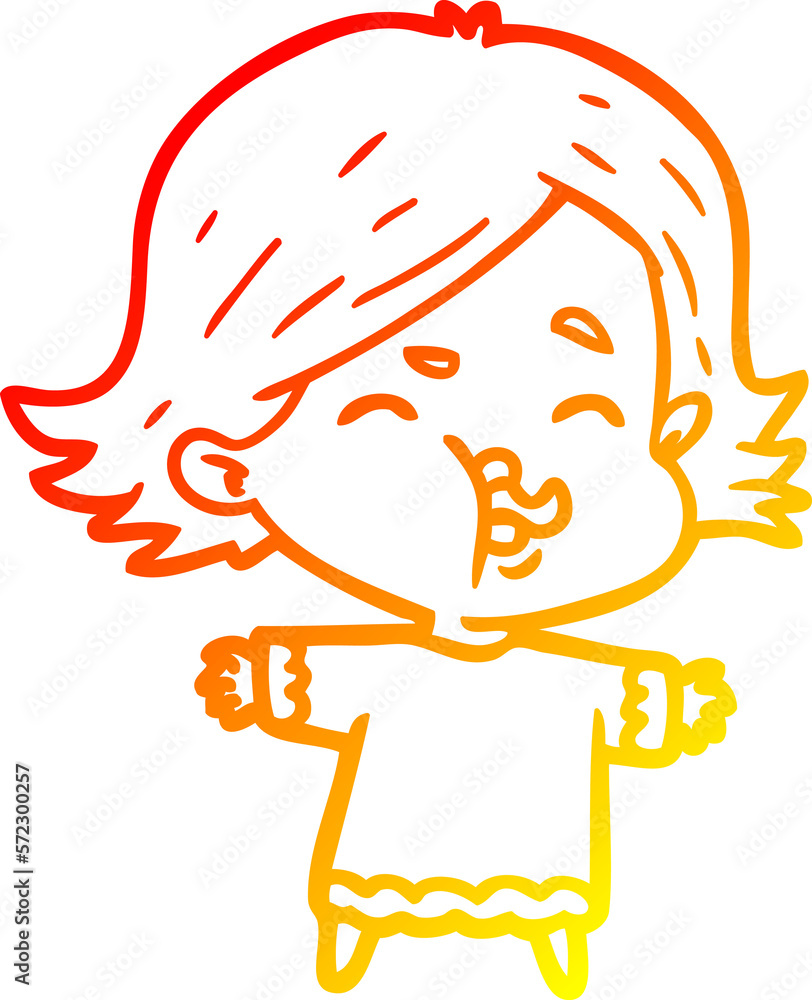 warm gradient line drawing cartoon girl pulling face warm gradient line drawing cartoon girl pulling face