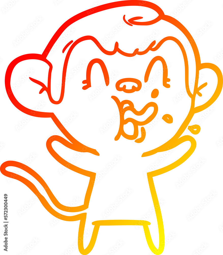 warm gradient line drawing crazy cartoon monkey warm gradient line drawing crazy cartoon monkey