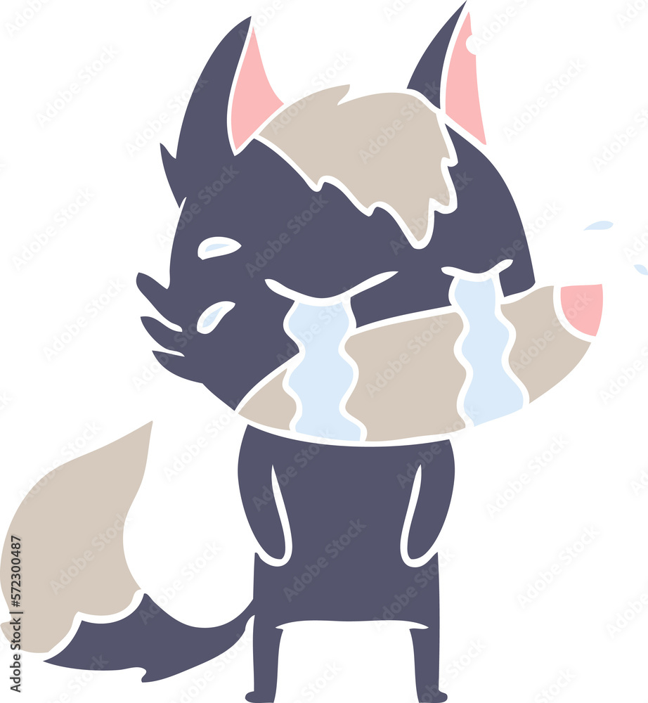 flat color style cartoon crying wolf flat color style cartoon crying wolf