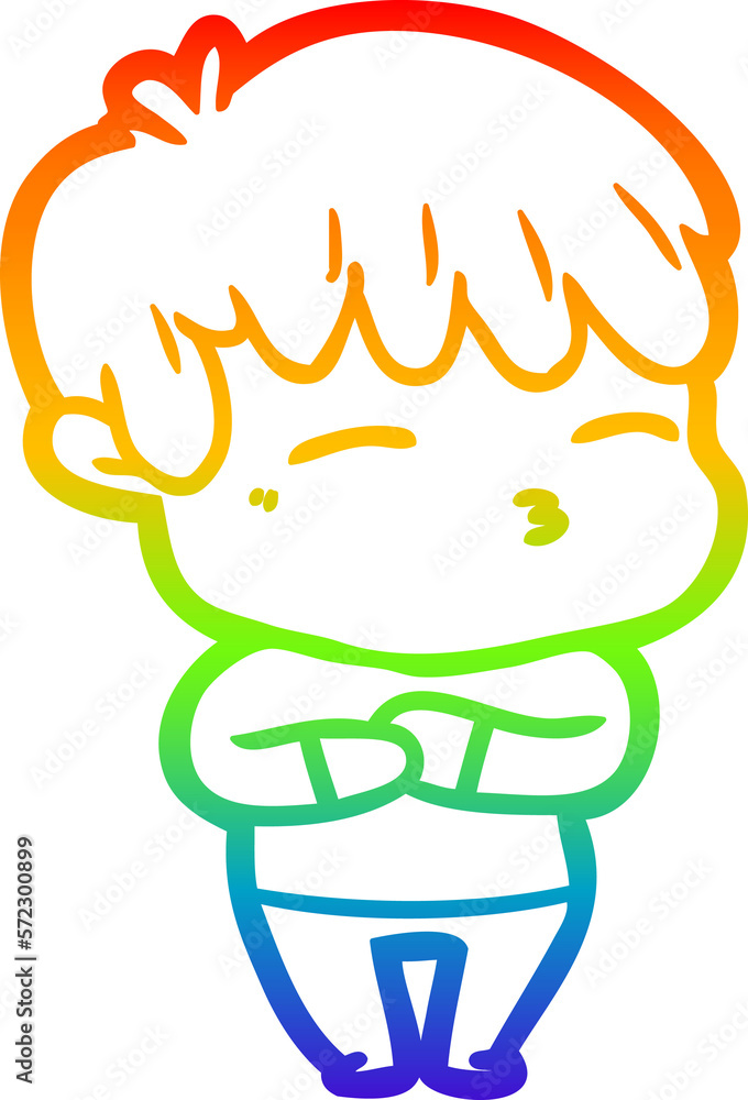 rainbow gradient line drawing cartoon curious boy rainbow gradient line drawing cartoon curious boy