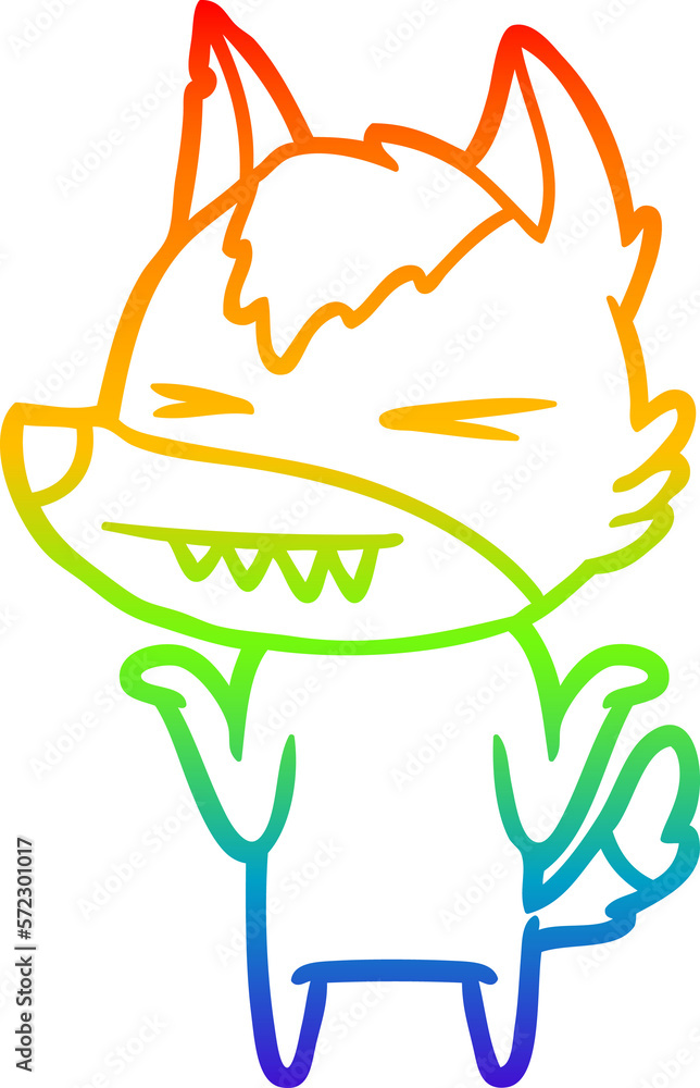 rainbow gradient line drawing angry wolf cartoon rainbow gradient line drawing angry wolf cartoon