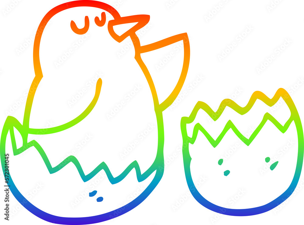 rainbow gradient line drawing cartoon hatching bird rainbow gradient line drawing cartoon hatching bird