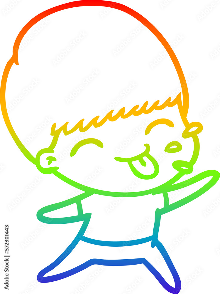 Fototapeta premium rainbow gradient line drawing cartoon rude man