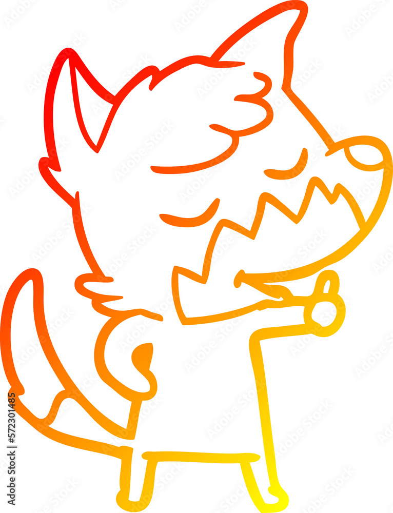 warm gradient line drawing friendly cartoon fox giving thumbs up sign warm gradient line drawing friendly cartoon fox giving thumbs up sign