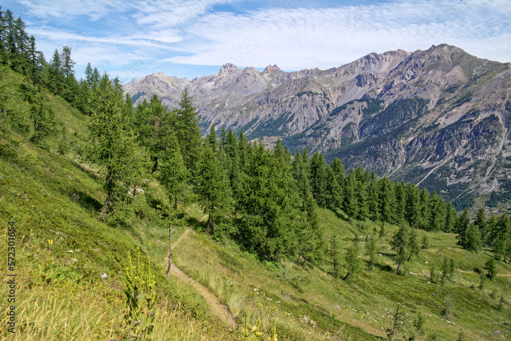 Trekking in the mountainous landscape around the Stura Valley, Valle Stura, Cottian Alps, Maritime Alps, Western Alps, Italy, Europe