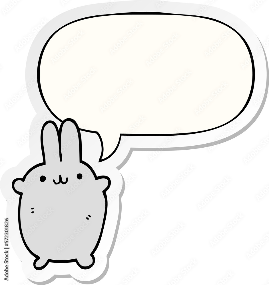 cartoon rabbit and speech bubble sticker cartoon rabbit and speech bubble sticker