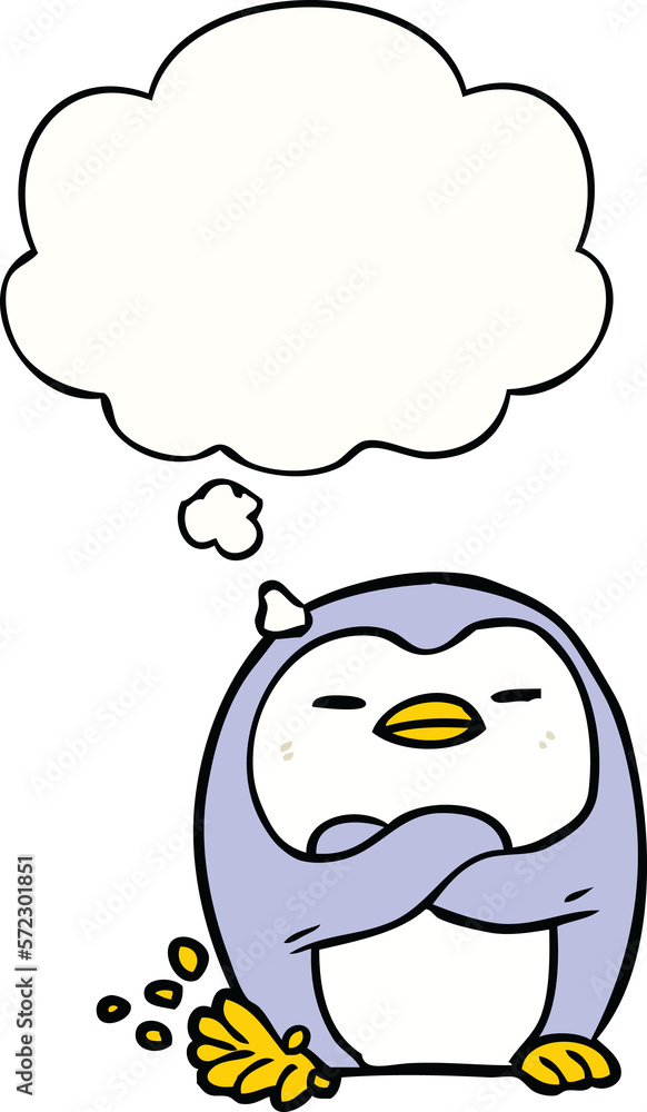 cartoon penguin tapping foot and thought bubble cartoon penguin tapping foot and thought bubble
