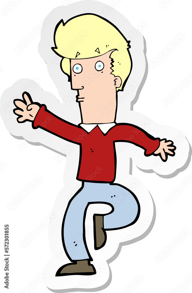 sticker of a cartoon rushing man sticker of a cartoon rushing man