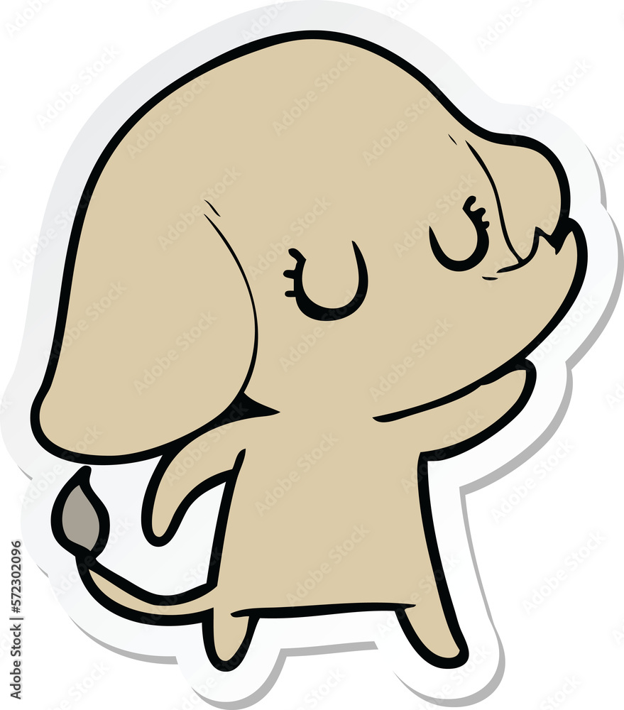 sticker of a cute cartoon elephant sticker of a cute cartoon elephant