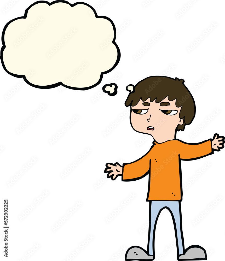 cartoon annoyed boy with thought bubble cartoon annoyed boy with thought bubble