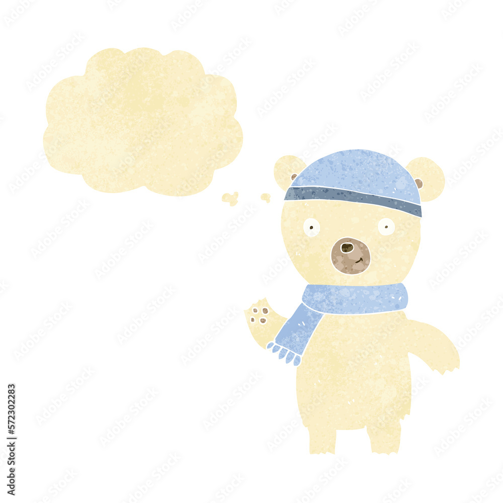 cartoon waving polar bear with thought bubble cartoon waving polar bear with thought bubble