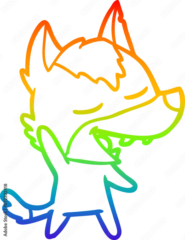 rainbow gradient line drawing cartoon wolf laughing rainbow gradient line drawing cartoon wolf laughing