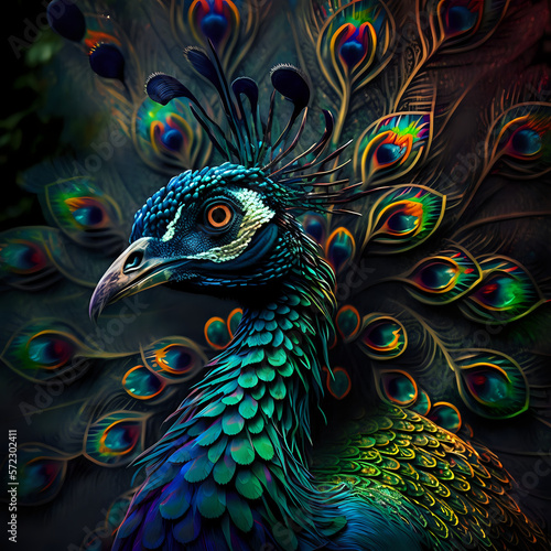 Peacock art psychedelic psytrance photo