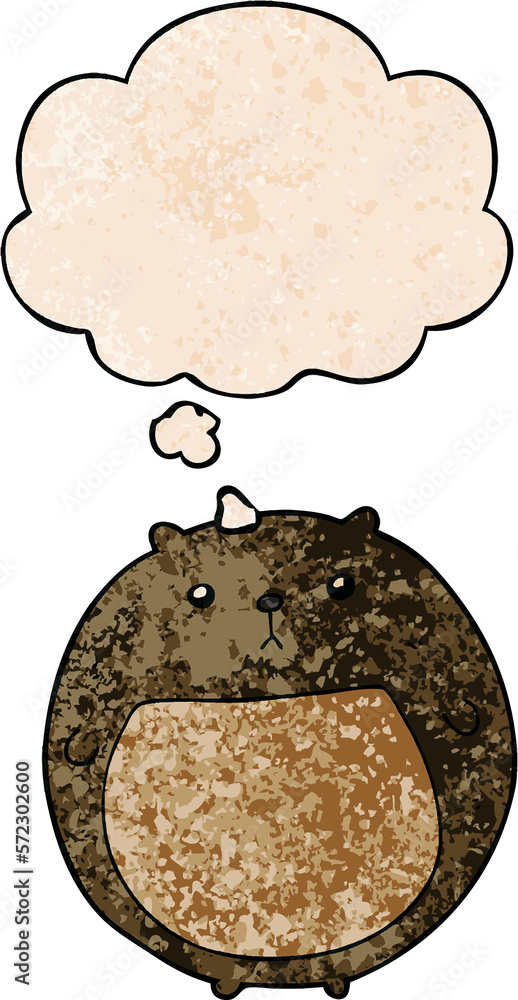 cartoon bear and thought bubble in grunge texture pattern style cartoon bear and thought bubble in grunge texture pattern style