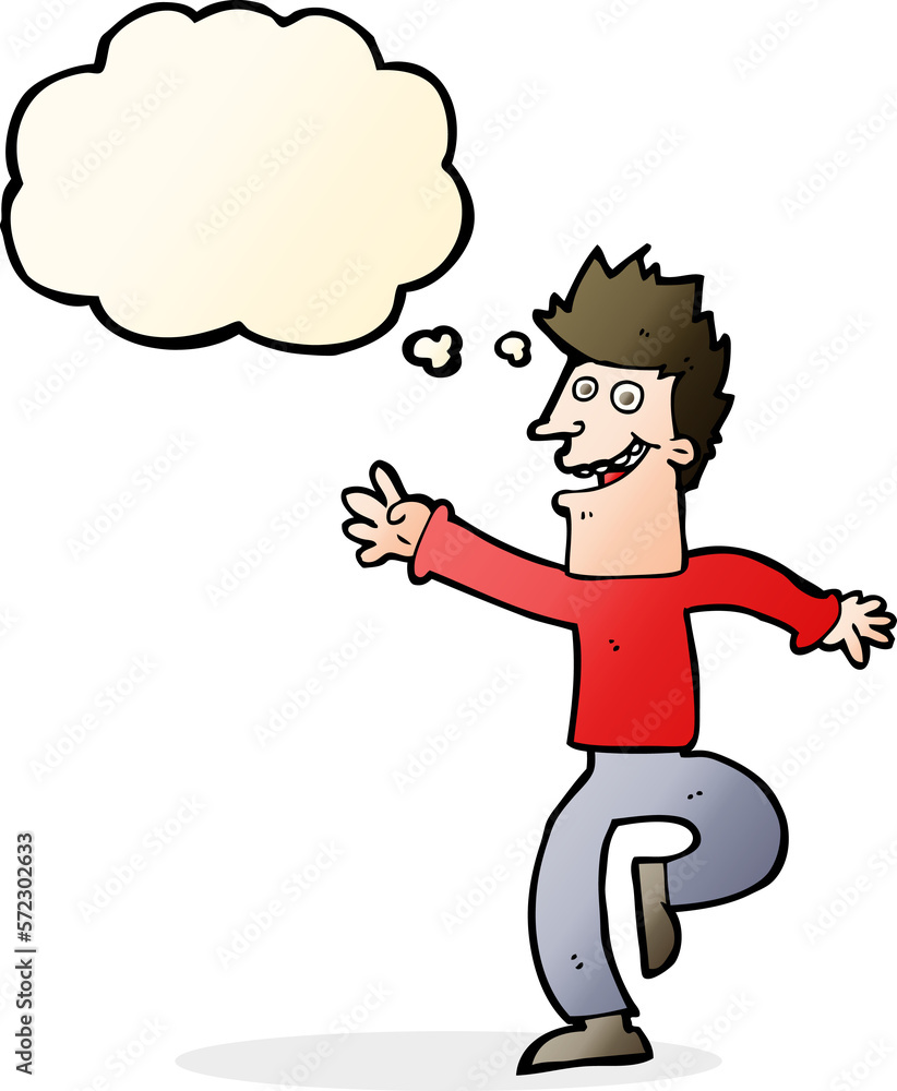 cartoon happy man with thought bubble cartoon happy man with thought bubble