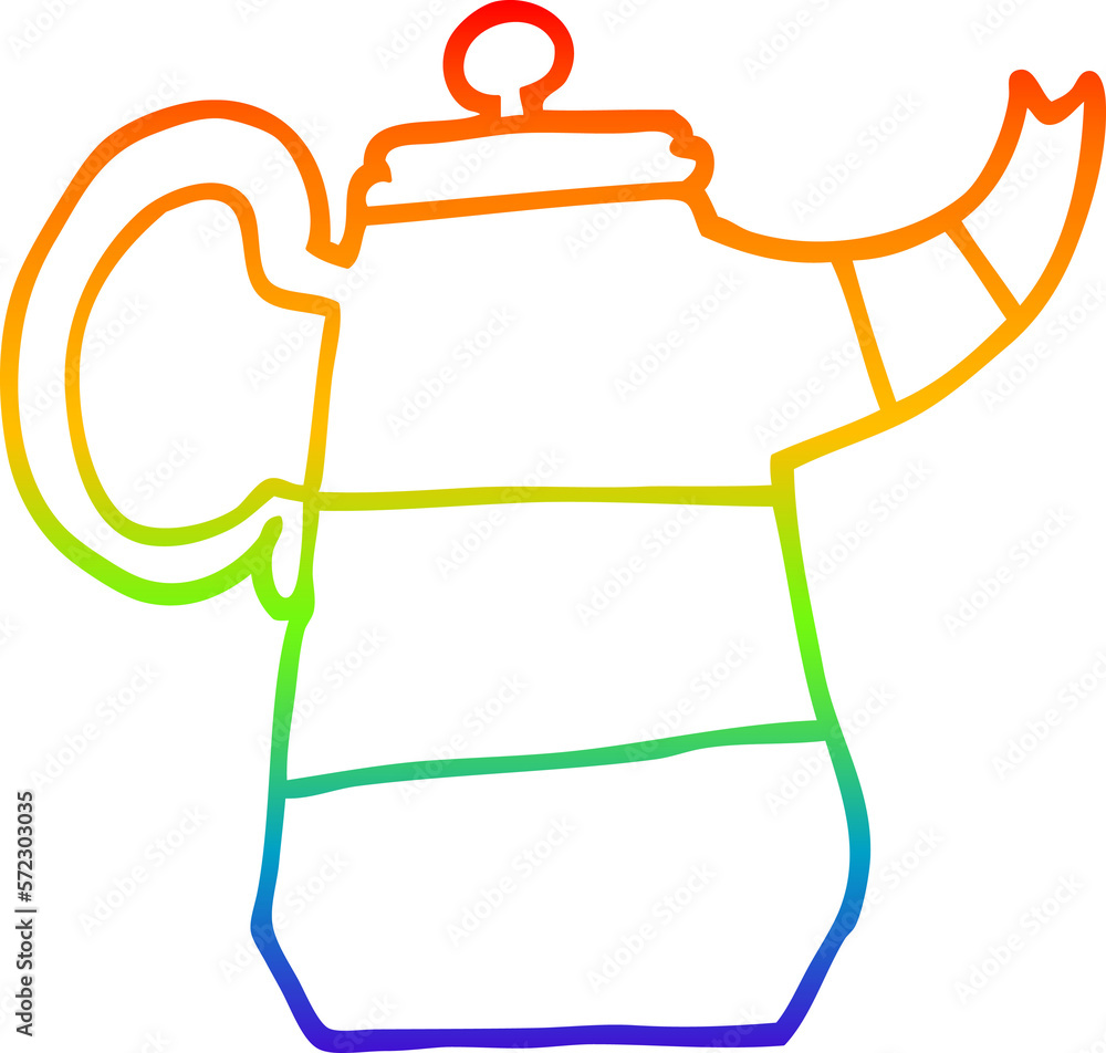 rainbow gradient line drawing cartoon old kettle rainbow gradient line drawing cartoon old kettle