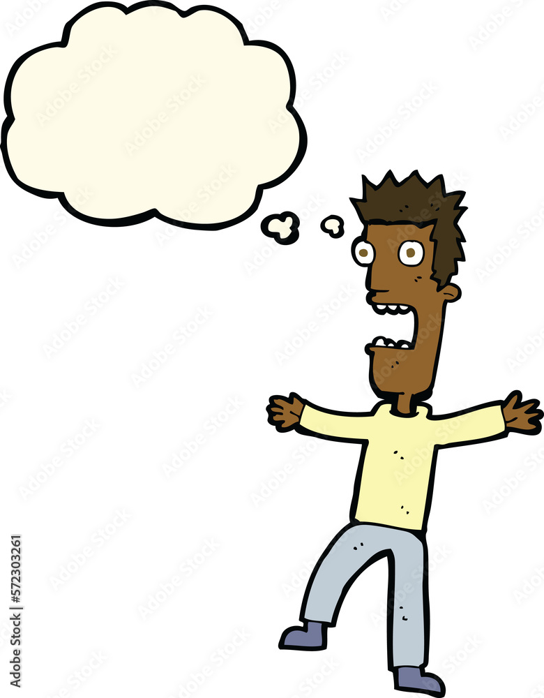 cartoon terrified man with thought bubble cartoon terrified man with thought bubble