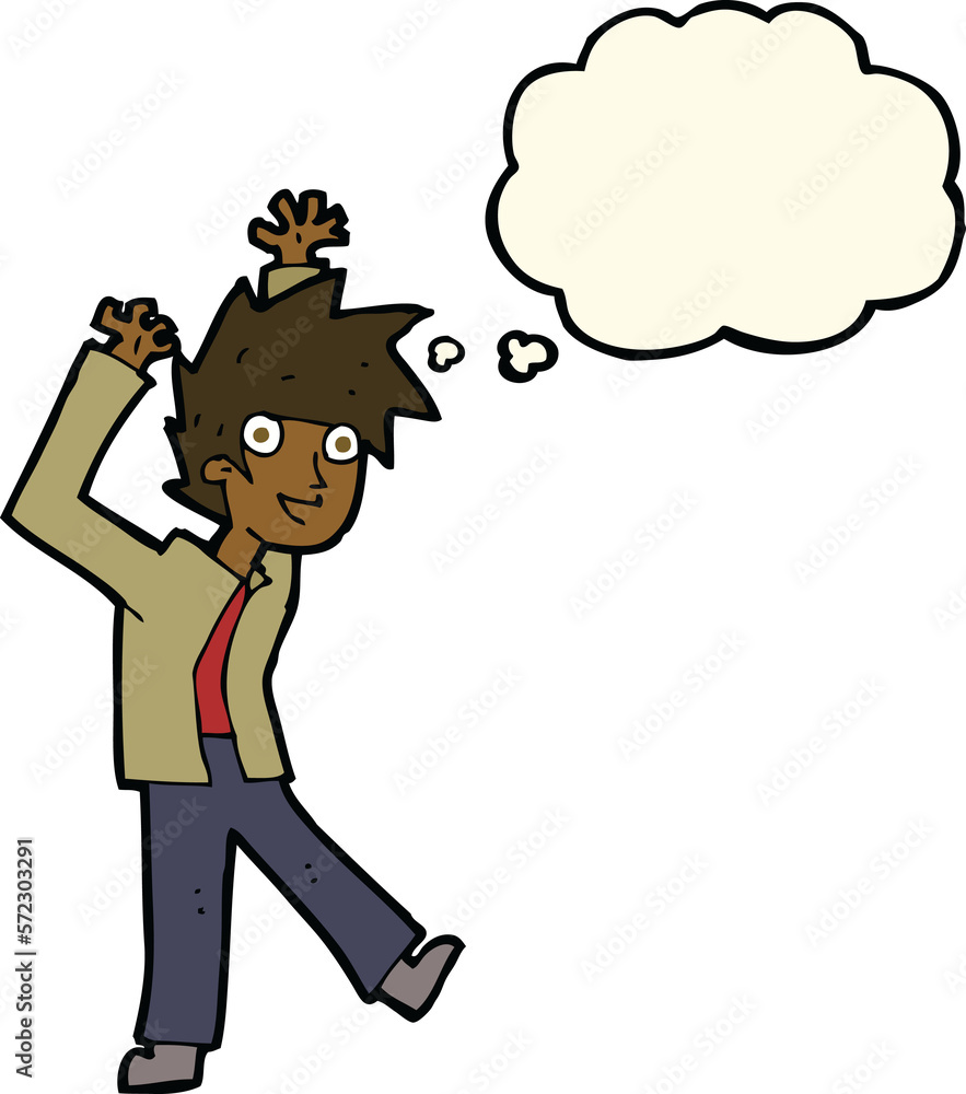 cartoon excited boy with thought bubble cartoon excited boy with thought bubble