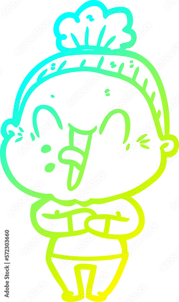 cold gradient line drawing cartoon happy old woman cold gradient line drawing cartoon happy old woman