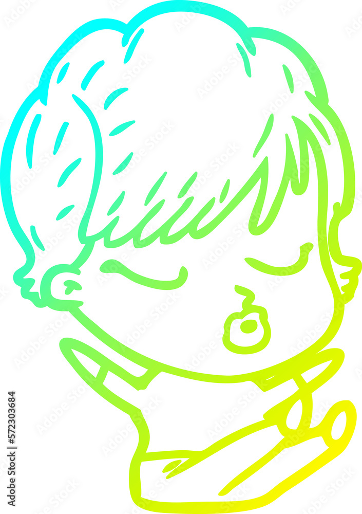 cold gradient line drawing cartoon woman with eyes shut cold gradient line drawing cartoon woman with eyes shut