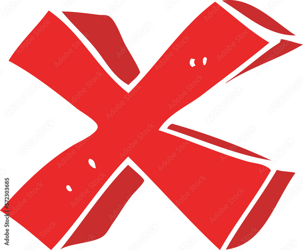 flat color illustration of a cartoon negative x symbol flat color illustration of a cartoon negative x symbol