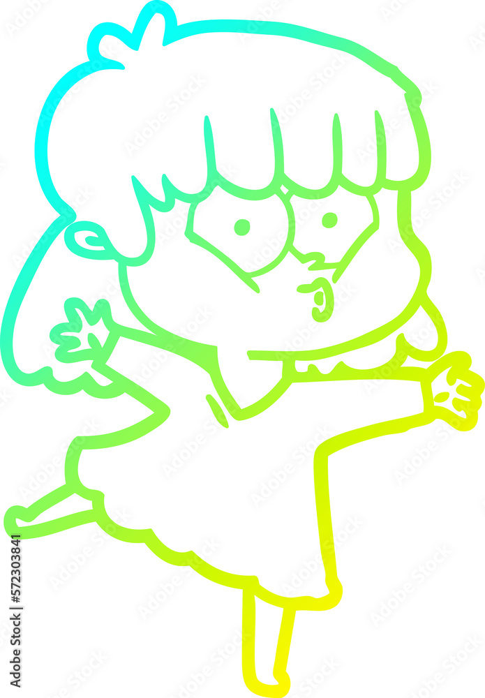 cold gradient line drawing cartoon whistling girl cold gradient line drawing cartoon whistling girl