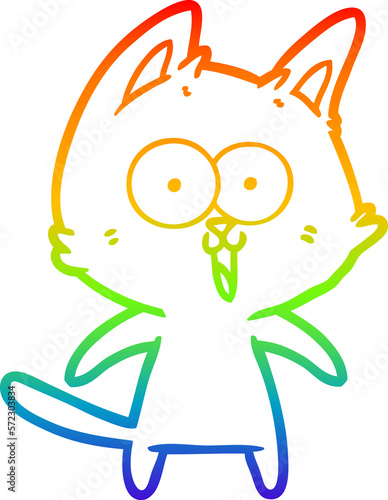 rainbow gradient line drawing funny cartoon cat