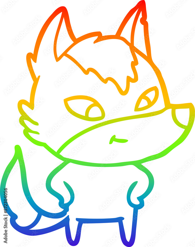 rainbow gradient line drawing friendly cartoon wolf rainbow gradient line drawing friendly cartoon wolf