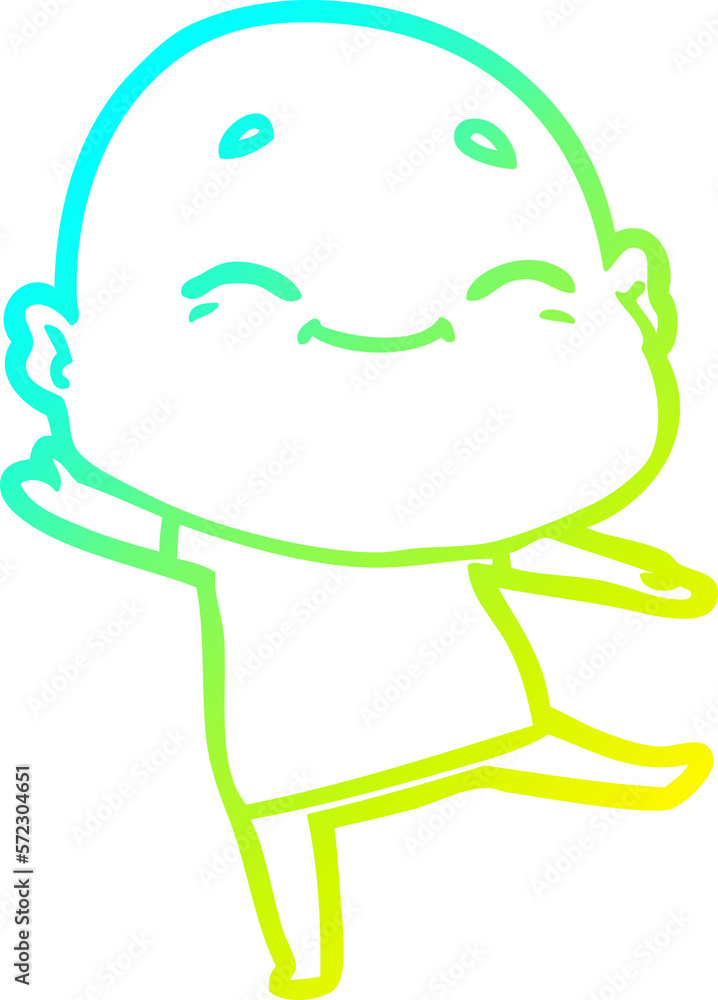 cold gradient line drawing cartoon happy bald man cold gradient line drawing cartoon happy bald man