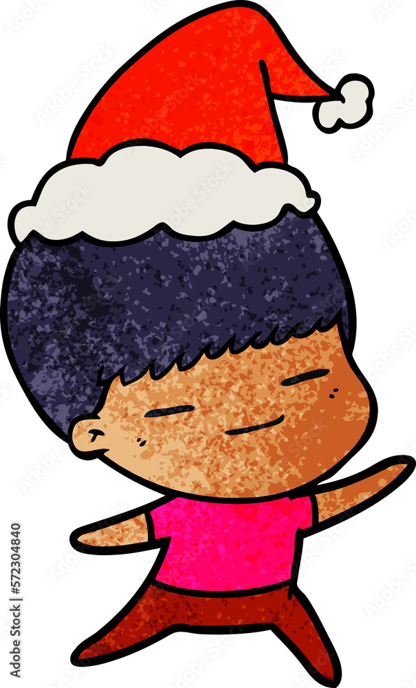 textured cartoon of a smug boy wearing santa hat textured cartoon of a smug boy wearing santa hat