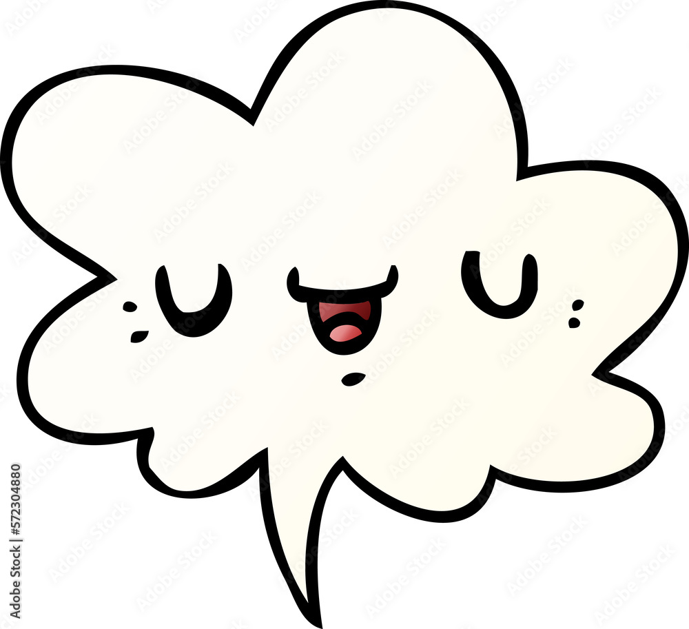 happy cartoon face and speech bubble in smooth gradient style happy cartoon face and speech bubble in smooth gradient style