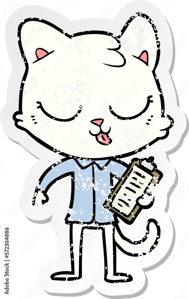 distressed sticker of a cartoon cat distressed sticker of a cartoon cat