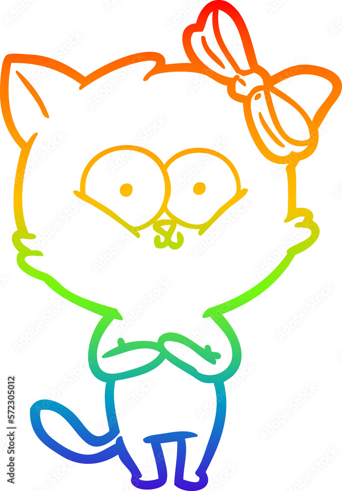 rainbow gradient line drawing cartoon cat rainbow gradient line drawing cartoon cat