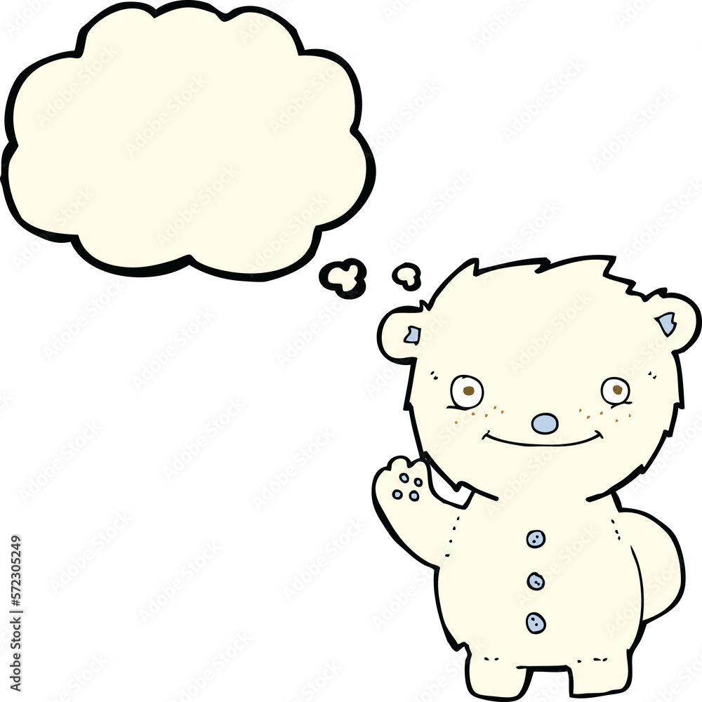 cartoon waving polar bear with thought bubble cartoon waving polar bear with thought bubble