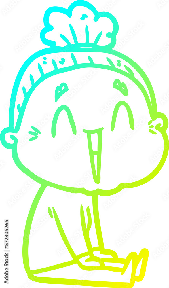cold gradient line drawing cartoon happy old lady cold gradient line drawing cartoon happy old lady