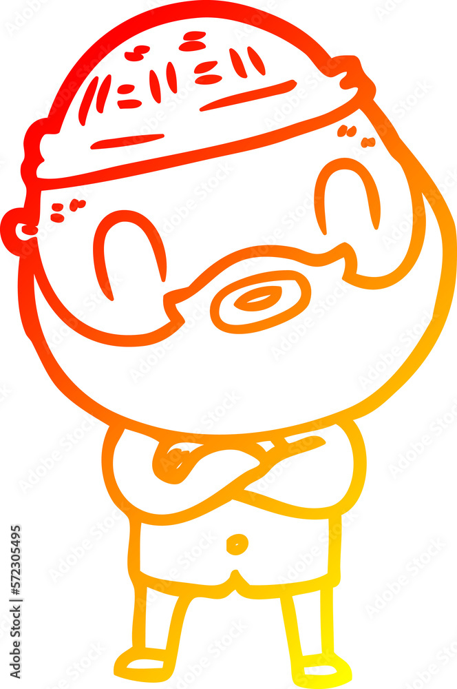 warm gradient line drawing cartoon bearded man warm gradient line drawing cartoon bearded man