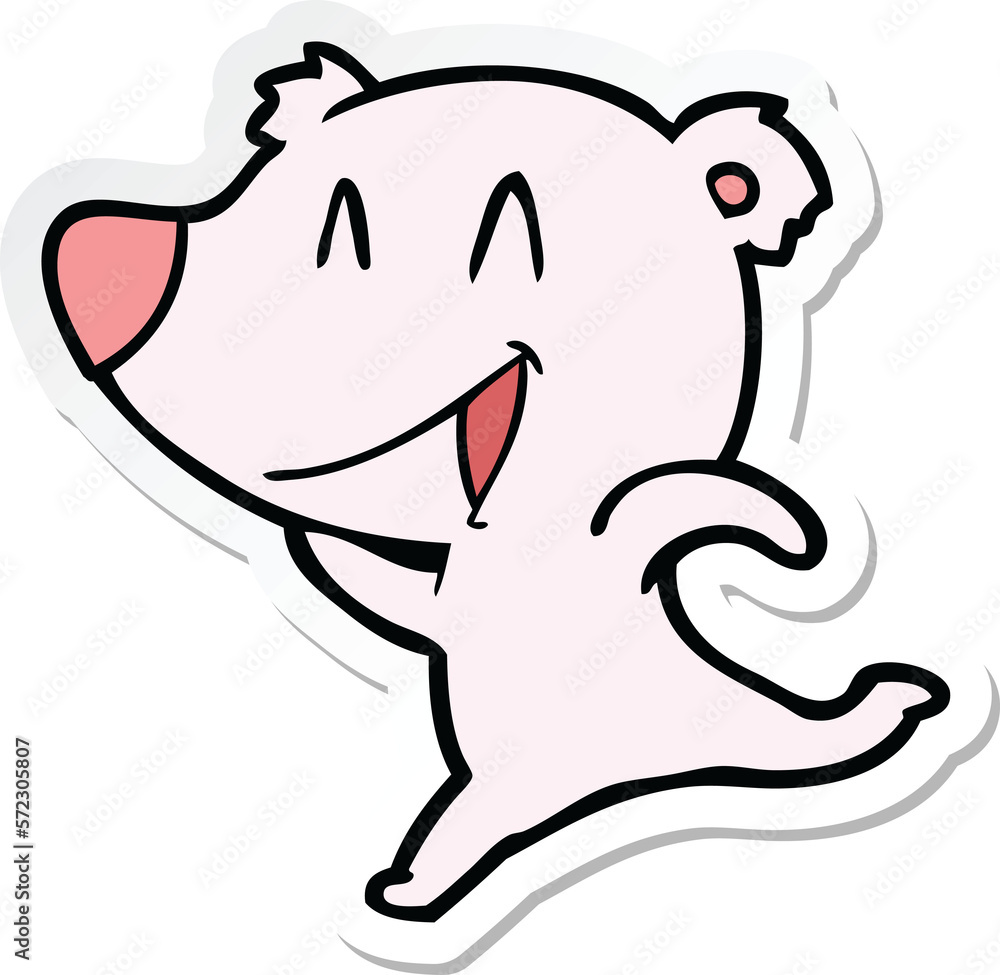Fototapeta premium sticker of a laughing bear cartoon