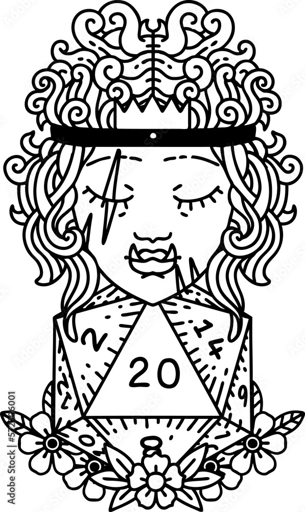 half orc barbarian with natural twenty dice roll illustration half orc barbarian with natural twenty dice roll illustration