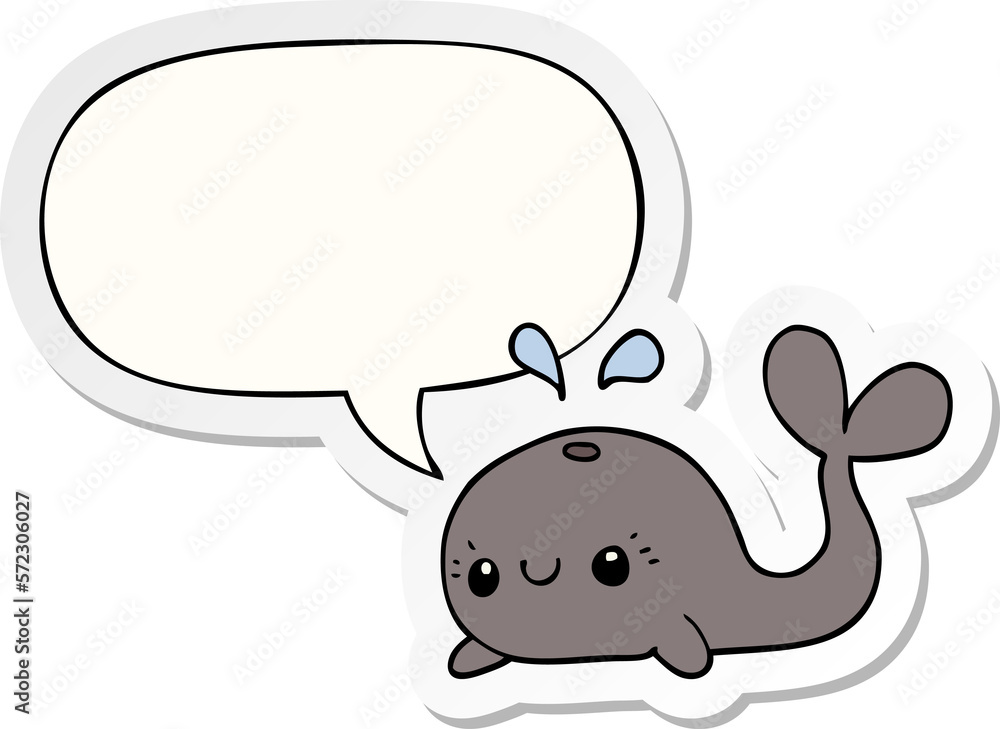 cute cartoon whale and speech bubble sticker cute cartoon whale and speech bubble sticker