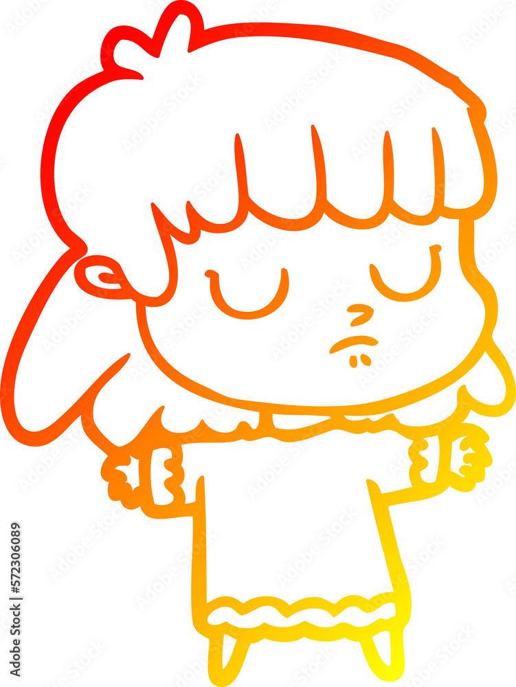 warm gradient line drawing cartoon indifferent woman warm gradient line drawing cartoon indifferent woman
