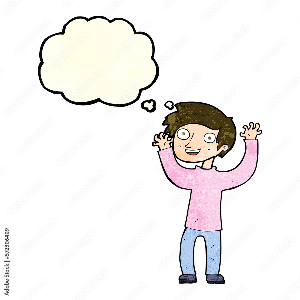 cartoon happy man with thought bubble cartoon happy man with thought bubble